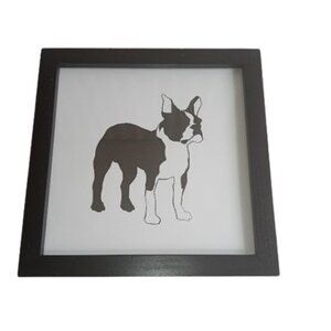 Vintage Pottery Barn Frenchie Bulldog Framed Shadow Portrait 9.5 X 9.5